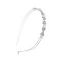 Elegante cerchietto argento a doppio strato con perle bianche e fiocchi di cristallo lucenti - Fiocco Argento