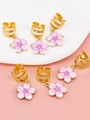 Lot de 6 bijoux de cheveux dorés avec pendentifs tulipe rose pour tresses africaines - Style Fleur Rose
