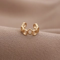 Minimalist U-shaped irregular gold hollow ear cuff for women on brown silk fabric - Gold (L6205)