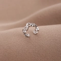 Minimalist silver U-shaped open ear cuff with hollow geometric ring design for non-pierced ears - Silver (L6205)