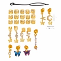 Golden dreadlock jewelry set with butterfly and star charms for DIY hair braiding - Gold