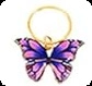 Golden hair ring with a purple gradient butterfly pendant for DIY braided hairstyles - Purple Butterfly Hanging Ring