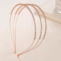 Elegant rose gold four-layer headband with sparkling rhinestones for women - Three-Layer Rose Gold