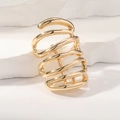 Minimalist golden curved metal hair hook clip with high polish and modern spiral design - Gold