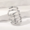 Minimalist silver curved metal ponytail hair hook with multilayer streamlined design - Silver