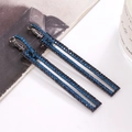Elegante dunkelblaue Strassohrringe in Rechteckform mit schwarzem Legierungsgestell - Blau (A8130)