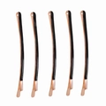 Set of 5 minimalist black and rose gold arched hair clips on white background - Long Black (O3508)