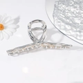 Pinza para el pelo de metal líquido plateado con textura irregular para peinados - Plateado
