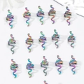 Lot de 15 bijoux serpent spirale arc-en-ciel pour dreadlocks et coiffures - Multicolore