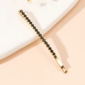 Pince à cheveux dorée ornée de strass noirs brillants pour accessoire de coiffure - Noir