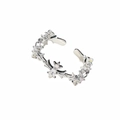 Retro silver cross ring with cubic zirconia in a vintage gothic open adjustable style - Silver