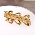 Minimalist gold metal heart hair clip with irregular hollowed-out wave design for women - Gold