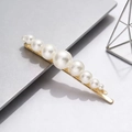 Elegant gold alloy hair clip with nine white gradient imitation pearls in a row - Gradient Pearl Style(Pearl#1)