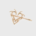 Barrette à cheveux cœur dorée en métal avec motif tribal évidé sur fond blanc - Gauche (C6205) / Doré