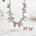 Colorful butterfly necklace and earring set in vibrant enamel and silver chain - Colorful Butterfly Necklace Earring Set
