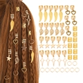45-piece gold hair jewelry set featuring leaf and star charms for braids and dreadlocks - Gold Multi-Style Combination Set
