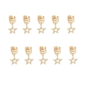 10er Set Goldene hohle Sternanhänger für Dreadlocks und DIY-Haarschmuck Accessoires - Gold