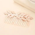 Elegant rose gold leaf hair comb with branch design for bridal hairstyle decoration - Rose Gold