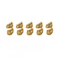 Set de 5 anillos de pelo vintage de hoja dorada con textura de aleación de metal - Dorado