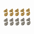 Set de 10 anillos para el pelo de aleación oro y plata con colgantes de hojas texturizadas - Oro & Plata