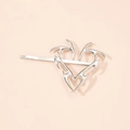 Silver metal hair clip featuring a polished Y2K style thorny heart design on a plain clip - Silver Right (C6206)