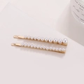 Minimalistisches Perlen-Haarspangen-Set aus Goldlegierung für elegantes Damen-Styling - Gold - Perle