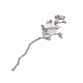 Horquilla de plata con forma de rama, concha blanca y perlas estilo chino vintage - Plateado