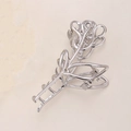 Eleganter silberner Tulpen-Haarclip aus Metall mit Blumen-Rosen-Design für Damen - Silber
