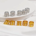 Hohlmetall Dreadlock Haarringe mit funkelnden Kristallen im Gold und Silber Set - Gold Und Silber Mischstil
