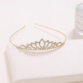 Elegante tiara da sposa dorata con strass scintillanti per matrimoni e feste - Oro