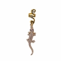 Exaggerated golden crocodile ear cuff with sparkling rhinestones and purple eyes - Short Spiral Style (5018611381281)