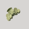 Matte sage green hair claw clip with three-flower design for thick hair styling - Green