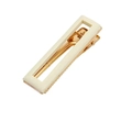 Pinza para el pelo cuadrada hueca en blanco crema con clip de metal dorado - Blanco (E1229)