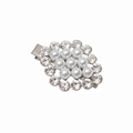 Elegante fermaglio per capelli in argento con perle bianche e strass scintillanti - Argento