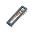 Pinza para el pelo rectangular azul marino mate con base de metal dorado - Azul (E1228)