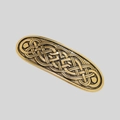 Vintage goldene Haarspange mit keltischem Knotenmuster in ovaler Metallform für Damen - Antikgold