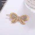 Barrette élégante en forme de nœud doré avec strass brillants et relief ciselé - Style Noeud Papillon en Relief (F01109-6#)