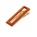 Pinza de pelo cuadrada marrón caramelo con base dorada y diseño geométrico vintage - Amarillo (E2222)