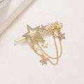 Pasador de pelo estrella dorada con strass y elegantes flecos de borla para mujer - Pentagrama