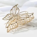 Elegante pinza per capelli a farfalla in metallo dorato con design traforato per donna - Stile Farfalla Traforata / Oro