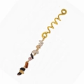 Ethnic bohemian hair spiral with gold metal coil and multi-color natural raw stones - Brown Long Style