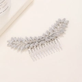 Elegant silver baroque leaf hair comb with intricate metallic textures for wedding hairstyles - Silver (E8213)