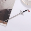 Forcina per capelli a forma di spada cinese con ciondolo a goccia rossa lucida - Argento (D5405)