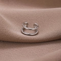 Minimalistischer silberner Doppelring-Ohrclip mit poliertem Finish und U-förmigem Design - Doppelring-Stil / Silber (L6206)