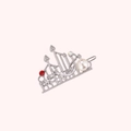 Pinza para pelo de castillo plateado con perla blanca y strass rojo brillante de niña - Plateado