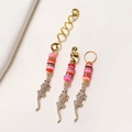 Dreadlock-Schmuck mit bunten Perlen und goldfarbenem Krokodil-Anhänger mit Kristallen - Gold-Stil