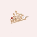 Pinza para el pelo castillo dorado con perla y diamantes de colores para niñas - Dorado