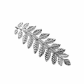 Silver leaf hair clip with detailed metallic texture and branches on white background - Silver Duckbill Clip