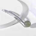 Pinza para el pelo minimalista Morandi con base plateada y detalles en color lavanda - Verde Grisáceo
