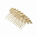 Elegant gold metal leaf branch hair comb with polished finish for classic hair styling - Gold Hair Comb